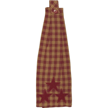 Burgundy Star Button Loop Kitchen Towel VHC Brands - The Fox Decor